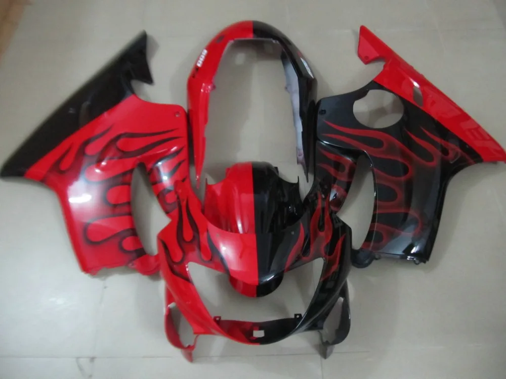 

Injection mold Fairing KIT for HONDA CBR600F4 99 00 CBR 600F4 1999 2000 Flames red black Motorcycle Fairings set+7gifts HW01