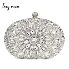 

Flower diamond Evening Bag gold silver Clutch Bags Wedding Purse Rhinestone Wedding Handbags Black Female clutches ZD948