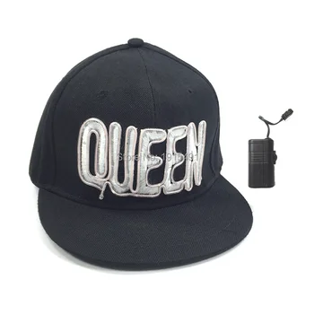 

New Brand Beautiful Flickering Queen Word EL Wire Cold Light Baseball Hat Adjustable B-boy Wedding Decor Neon Led Strip Cap