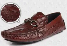 Brown Black Crodile Leather Flats 2018 Fashion Spring Fall Mens Dress Wedding Shoes Slip on Men Loafers Boats Shoes Hombre