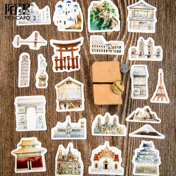 46pcs/pack Kawaii World Architectural History Decorative Stickers Diary Album Label Sticker DIY Scrapbooking Stationery Stickers 46pcs 1pack stationery stickers forest fruit animals diary planner decorative mobile stickers scrapbooking diy craft stickers