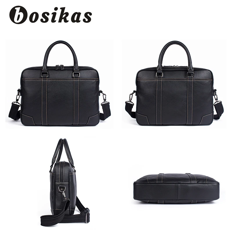 BOSIKAS Men Briefcases Genuine Leather Bags Business Briefcases Male Zipper Handbags Men Solid Messenger Bag Leather Laptop Bag BOSIKAS Men Briefcases Genuine Leather Bags Business Briefcases Male Zipper Handbags Men Solid Messenger Bag Leather Laptop Bag