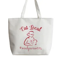 Для Eat Local-Mindyourowntits-холщовые сумки-тоут Cartoon многоразовая сумка для покупок шоппер продуктовая сумка GA643