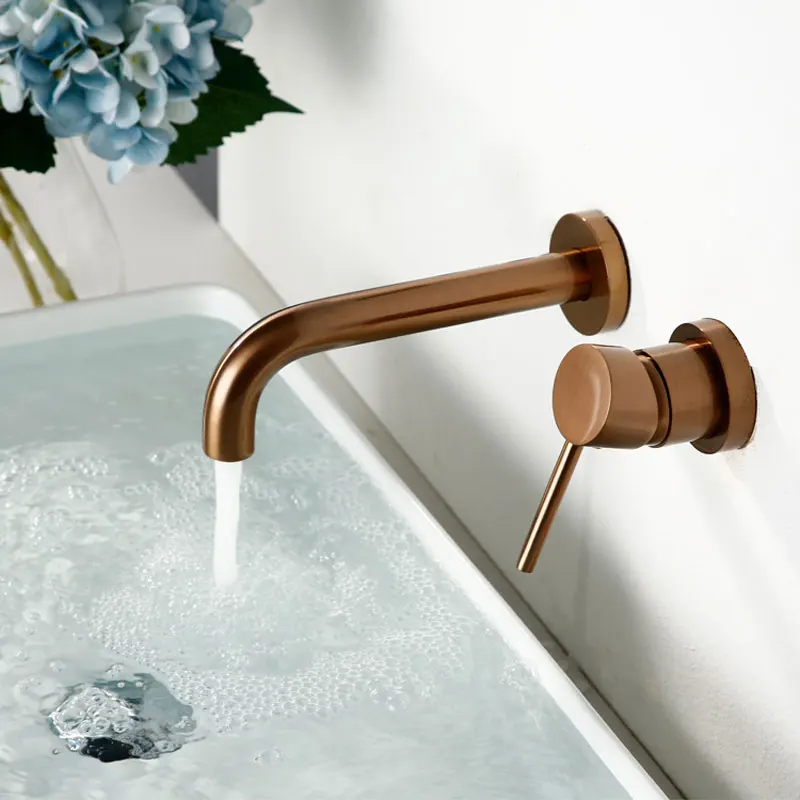 

Drawing rose gold dark into full copper bathroom wall face basin faucet tap new