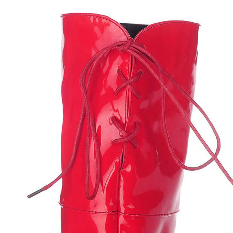 Sexy Patent Leather Thin Heels Women Over The Knee Boots Ladies Platform High Heels Pole Dancing Boots Women Thigh High
