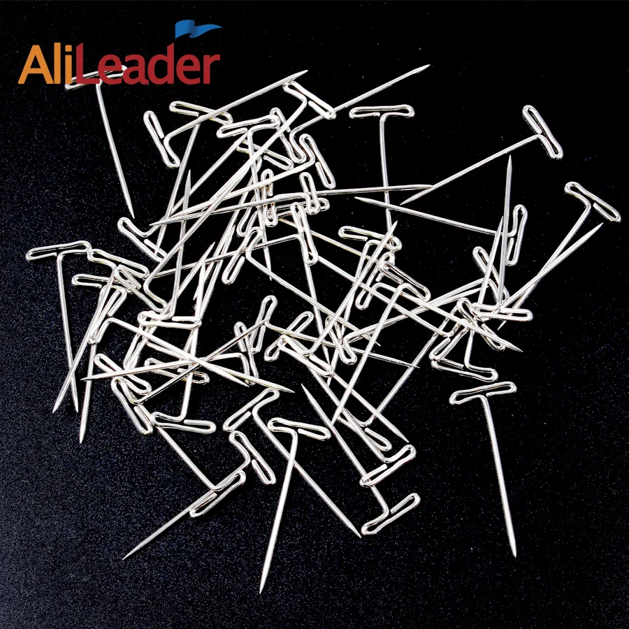AliLeader хорошее качество серебро 50 шт. Tpins для создания париков/дисплей на головка из вспененного материала 38 мм длинные T-pins Швейные иглы для