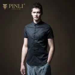 Мужская рубашка Blusas Masculina настоящий обычный Pinli Pin Li новый летний мужской костюм, чистый цвет Повседневная рубашка с короткими рукавами