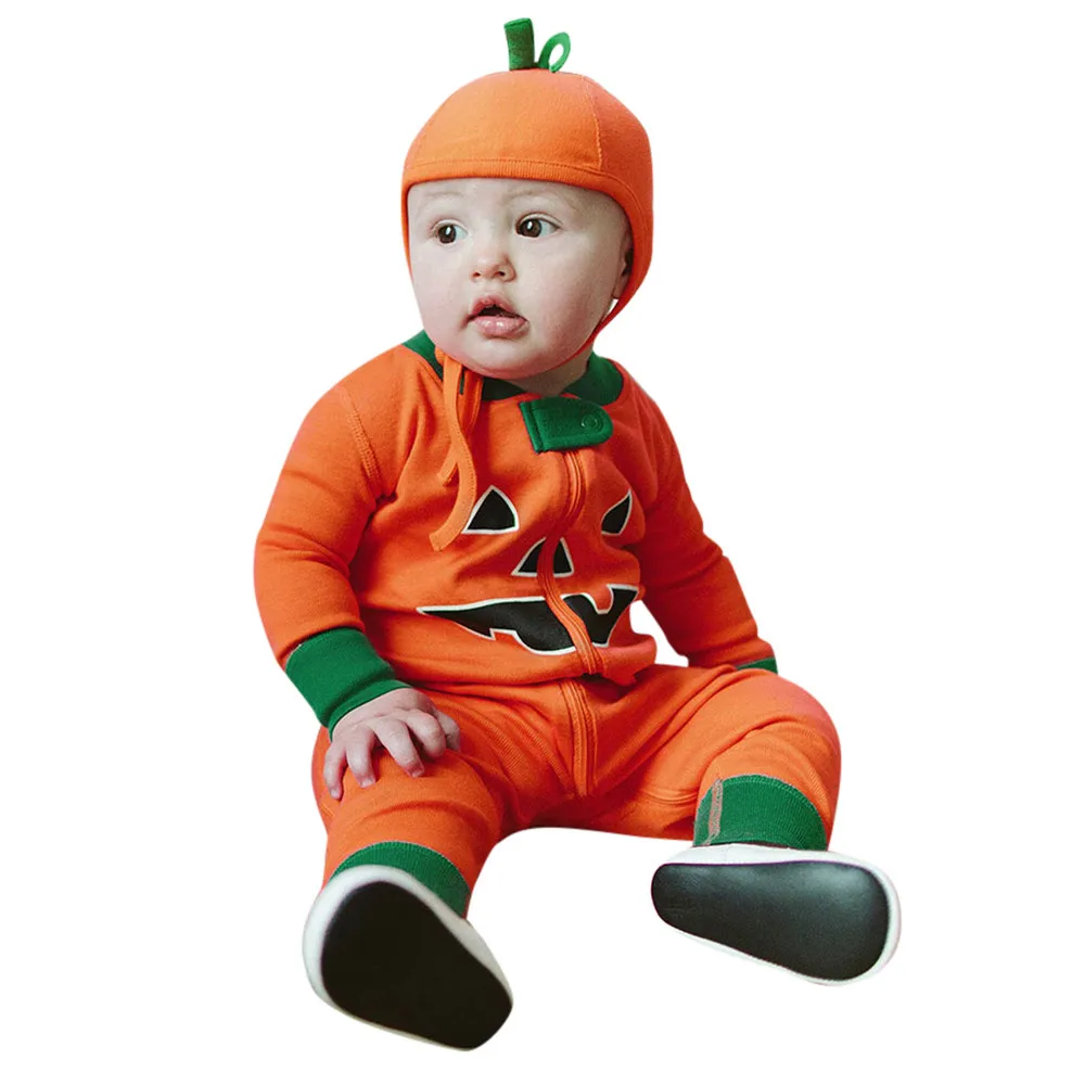Одежда для новорожденных мальчиков на Хэллоуин; комбинезон с длинными рукавами и принтом с героями мультфильмов; Детский комбинезон
