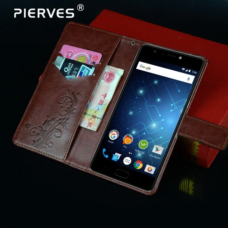 

Pierves Luxury Flip PU Leather Wallet Cover Phone Case For Vertex Impress Play