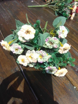 

SPR Bride holding flower 6 fork 15 head European painting rose Wedding artificial flowers Bouquet silk flower table flower