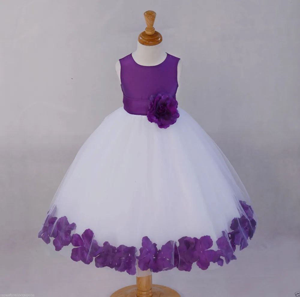 TAFFETA PURPLE FLOWER GIRL DRESS WEDDING BRIDESMAID PAGEANT 12M 2 2T 3T 4 6 8 10