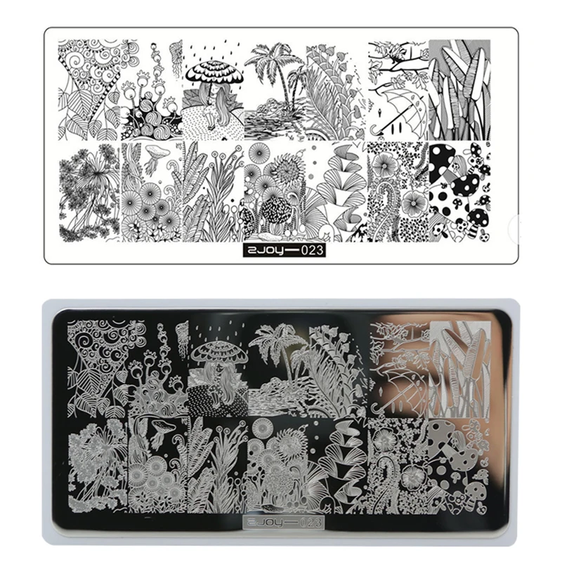 

1 Pcs ZJOY Nail Stamping Plates 2018 New Arrival Reed, Coconut, Mushroom Patterns Nail Art Decoration Polish Templates AZXY05423
