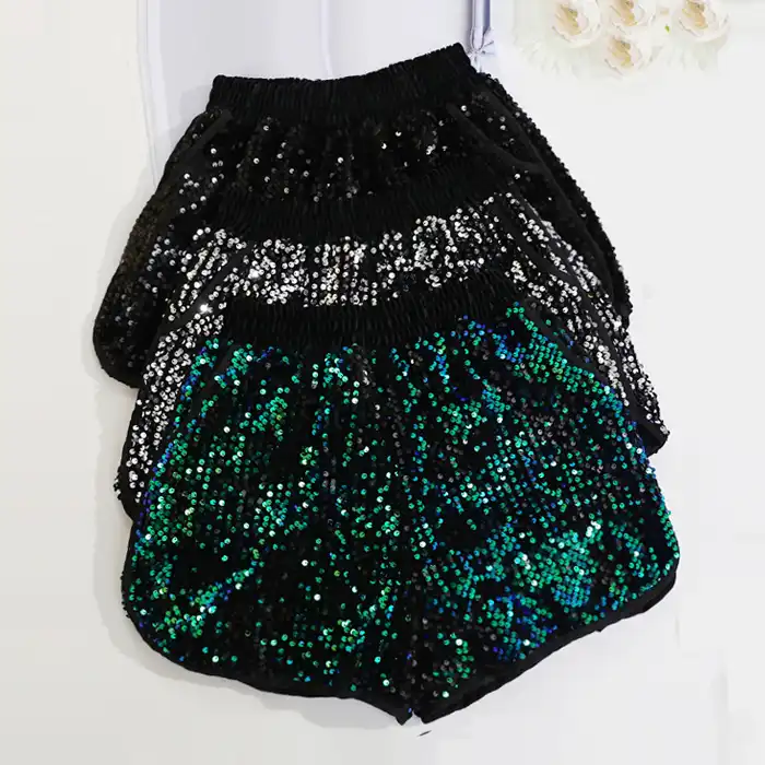 high waisted glitter shorts