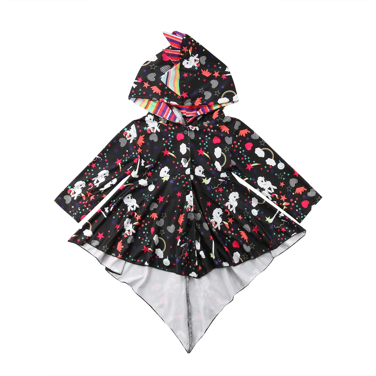 

Halloween Kids Baby Girl Rainbow Dinosaur Party Skater Costume Princess Cosplay Jacket Coats