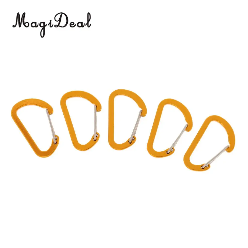 High Quality 5 Piece Outdoor D Ring Carabiner Spring Snap Clip Key Chain Hook Buckle Climbing Caving Hiking Camping Travel