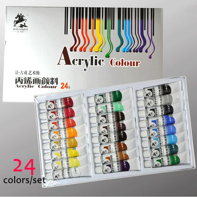 24colors 12ml Textile Fabric Paints Set Cloth Painting Acrylic Paint  Drawing Art Pen Set Deco Art - Acrylic Paints - AliExpress