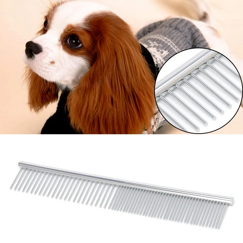 Metal Pet Hair Grooming Trimmer Rake Comb Dog Cat Steel Pins Cleaning