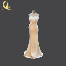 JIALINZEYI Sexy Strapless High Quality Satin Mermaid Fashion Simple Bridal Wedding Dresses Wedding Gown 2018