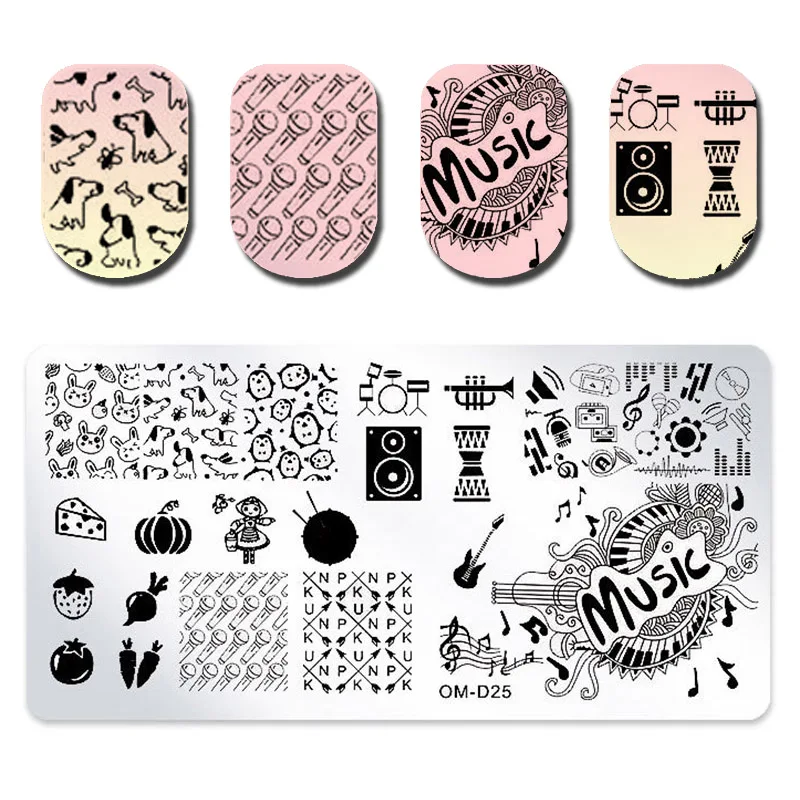 1 шт. пластины для штамповки ногтей 12 см музыкальный стиль темы серия праздник прямоугольник Маникюр штамп Шаблон Рисунок для нейл-арта пластины