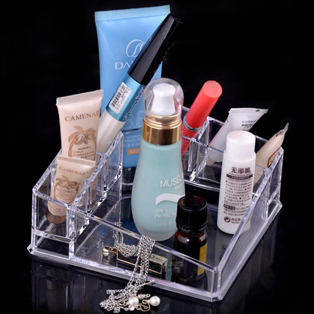 Европейский акриловый прозрачный косметический Органайзер для макияжа, кристальная пластиковая губная помада, образец духов, настольная коробка для хранения, модный подарок