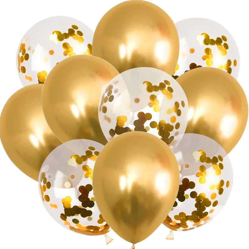 10 шт. 12 дюймов металлические шары золотые конфетти воздушные шары хромовые шары украшения для дня рождения для взрослых Свадебный декор Globos - Цвет: 10pcs style 1