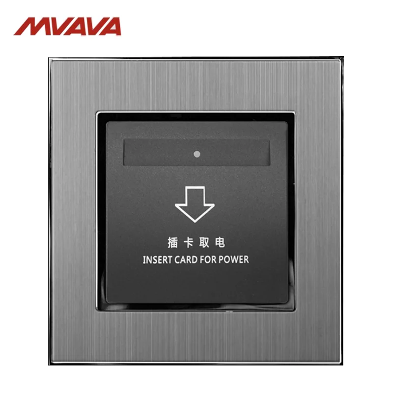 

MVAVA Insert Hotel Card Electrical Socket Luxury Card Power Supply Receptacle Silver Satin Metal Outlet Free Shipping