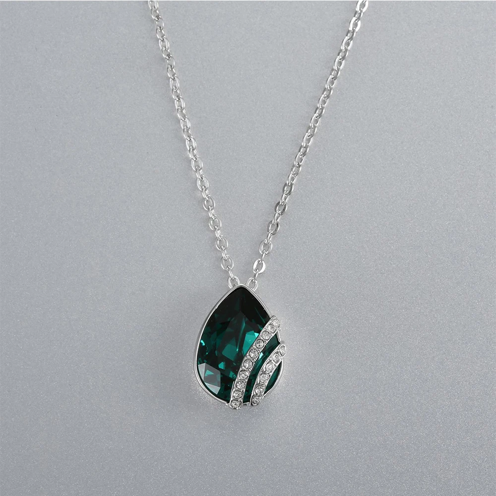 

SWA RO 2019 New Pear-shaped Emerald Crystal Elegant Lady Clavicle Necklace Fashion Charm European And American Fashion Jewelry