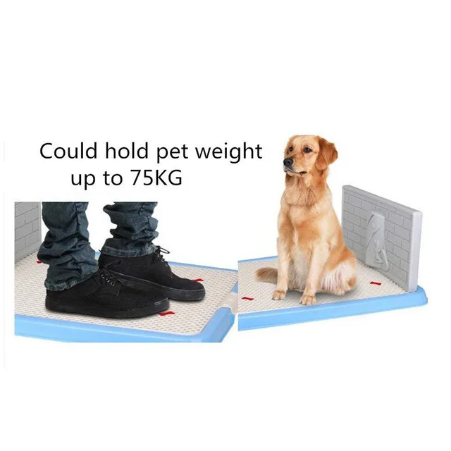 Indoor Pet Dog Puppy Potty Tray with Pee Post Protection Simulation Wall,No-Torn Puppy Pad Dog Toilet for Male/Boy Puppies and 5