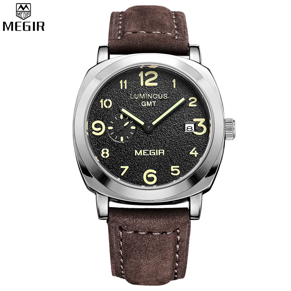 MEGIR Men Hot Sale Famous Brand Fashion Sports Quartz Watches Hour Clock Leather Strap Waterproof Wristwatch