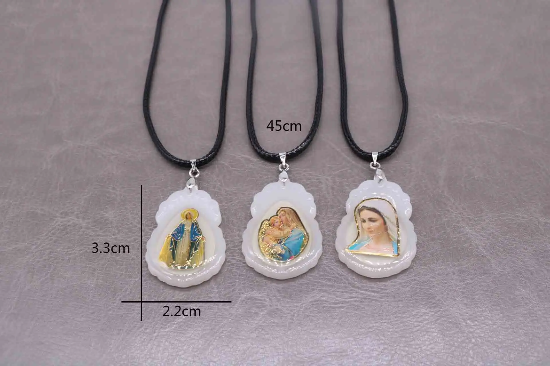 

Blue Maria Chain, Santa Maria Novella Glass Pendant, Lobster Buckle Leather Cord Necklace, Rosary Pendant Necklace.