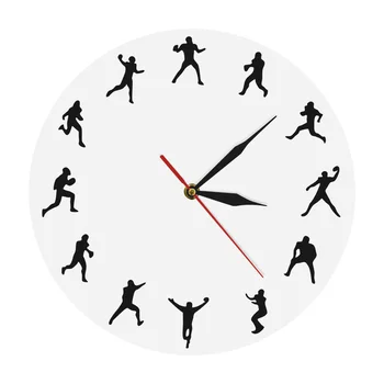 

American Football Wall Clock Rugby Players Minimalist Design Sport Room Wall Decor Clock Watch American Football Enthusiast Gift