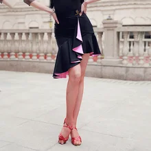 Юбка для латинских танцев Женская юбка для взрослых с листьями лотоса Женская бальная юбка ча Сальса Румба танцевальный костюм тонкая тренировочная одежда DWY1941