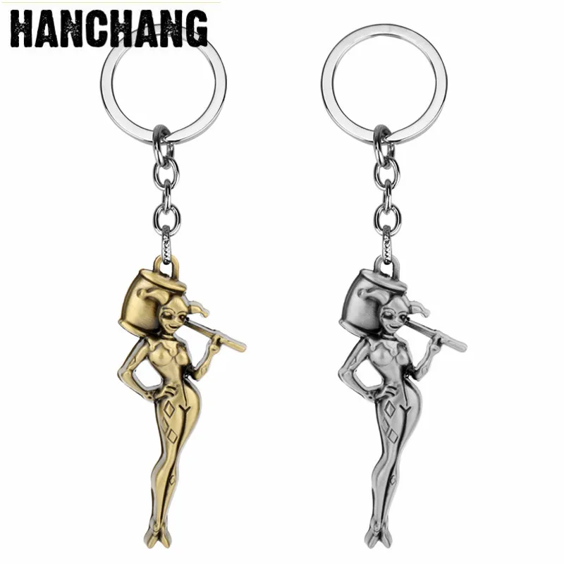 

Movie Suicide Squad Clown Jewelry Suicide Squad Lady Metal Cosplay Pendant Key Chain Women Men Enamel Key Chain Key Holder