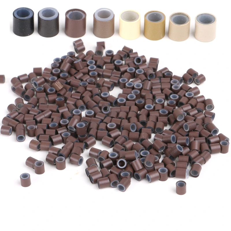 

Free Shipping (1000pcs/bottle ) 1 bottles 4.0x2.6x4.0mm Copper Silicone rings /tubes for I-tip and Micro Ring Hair Extensions