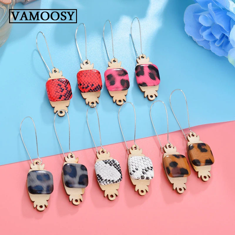 

Tassel Earrings Bohemian Statement Luxury Long Earring Handmade Gifts for Women Leopard Wooden Fashion Valentine's Day Jewelry