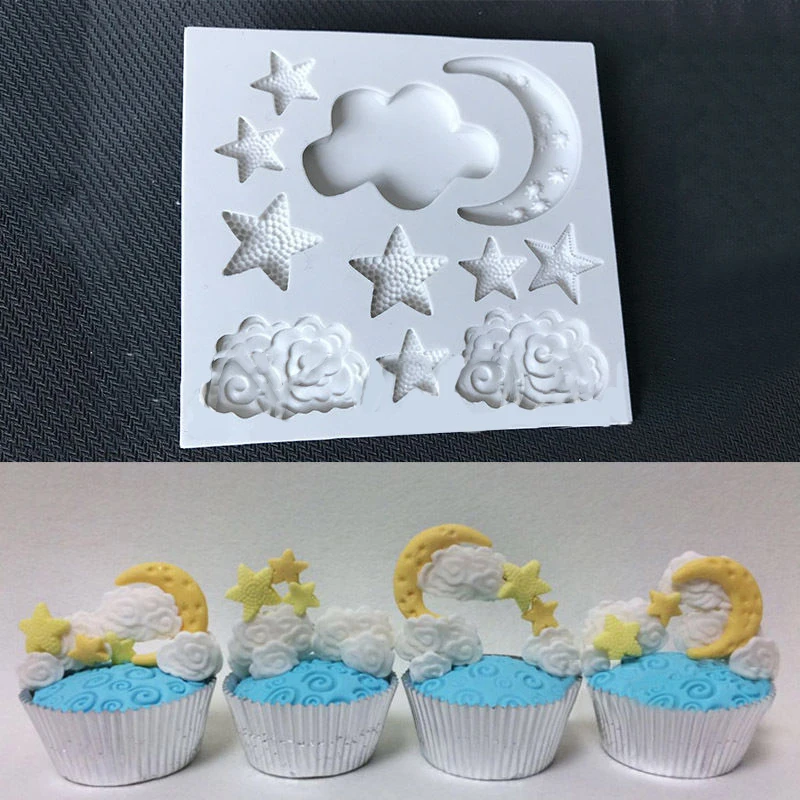 DIY Cloud Star Moon silicone mold fondant mold cake decorating tools chocolate gumpaste mold