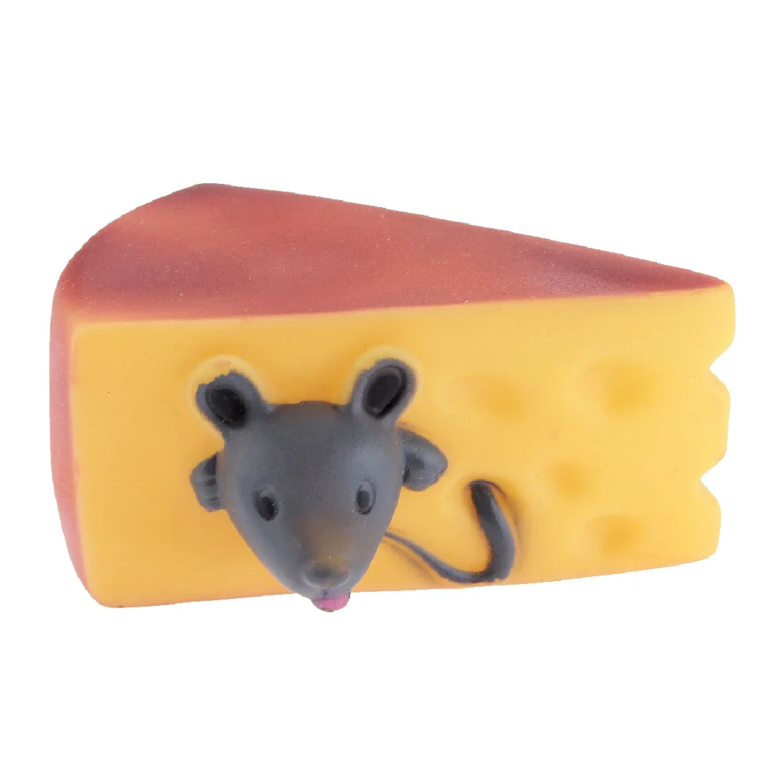 Cheese Sandwich with Mouse Pet Dog Chew Sound Toy Yellow Flexible Vinyl