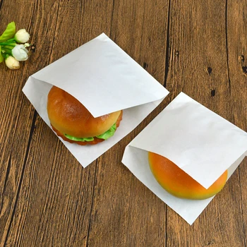 

100pcs Free shipping Oil-proof paper bag Cheese donut wrapping paper bag Easy takeaway bags Burger Baking packaging