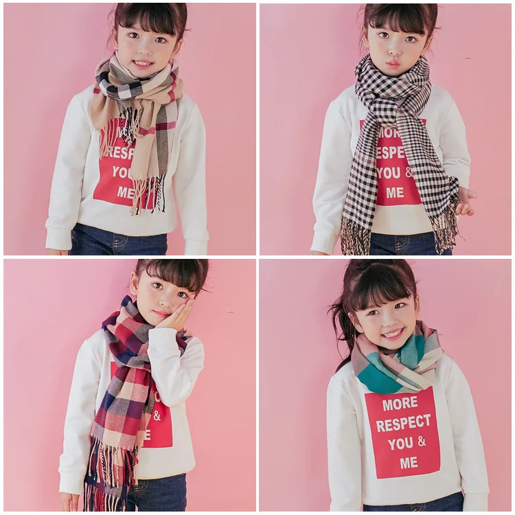 Autumn and winter Acrylic  Plaid scarf  children  thickening  Keep warm  Boys and girls  Parenting  Baby shawl