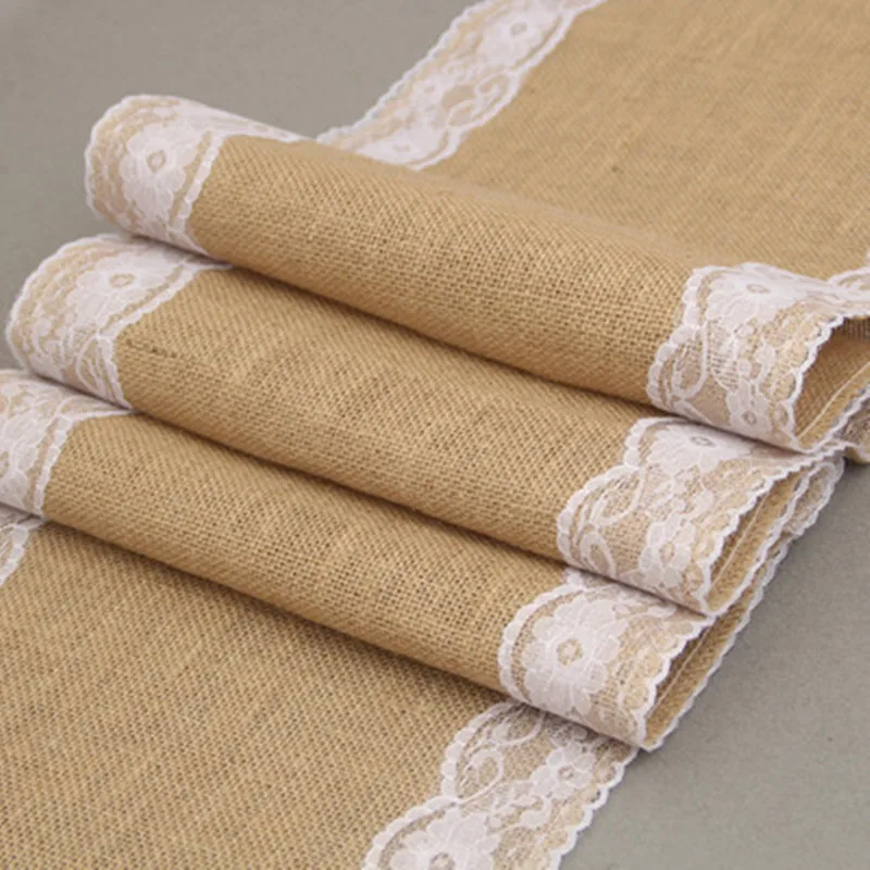 7 шт./лот винтажная скатерть из мешковины с кружевом Hessian Классическая