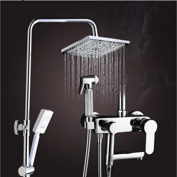 Shower Faucet Brass Bathroom Set Rain Fall Top System Taps Dual Handle Hot and cold Mixer with Toilet Bidet | Строительство и