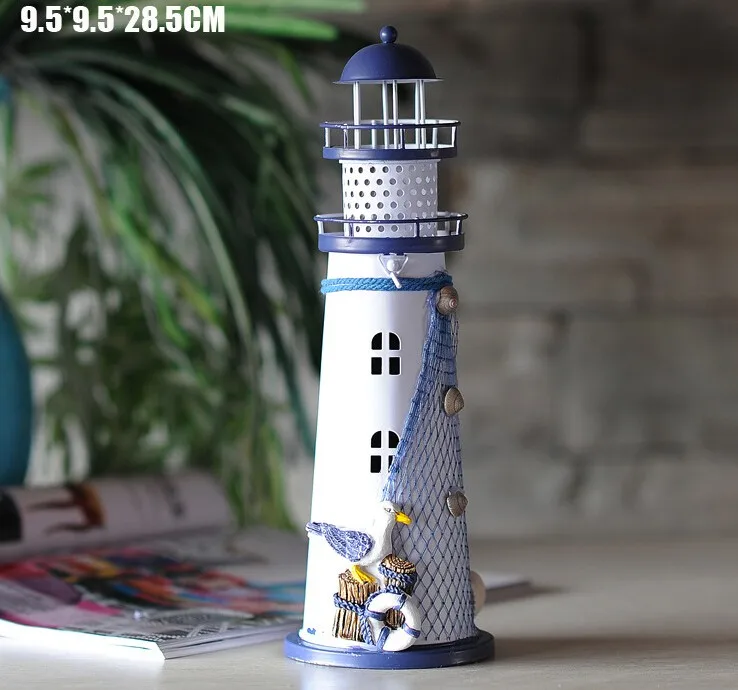 9.5*28.5 CM Mediterranean style lighthouse wrought iron Candlestick