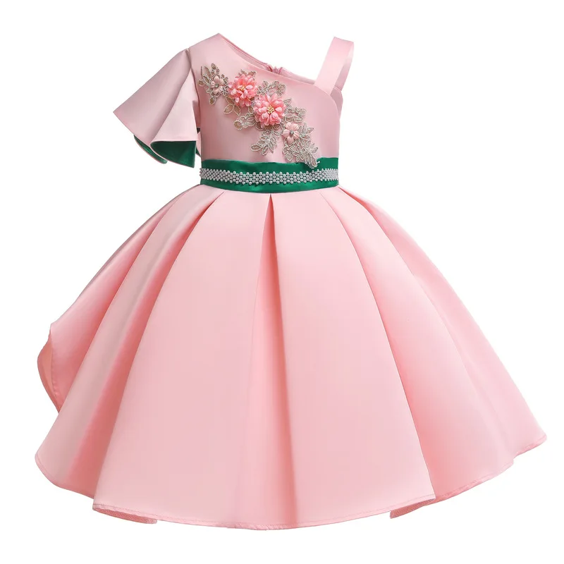 

Kids Flower Stripe Dresses for Christmas Children Clothing Dress Princess Brithday Wedding Party Baby Girl Dress With Floral
