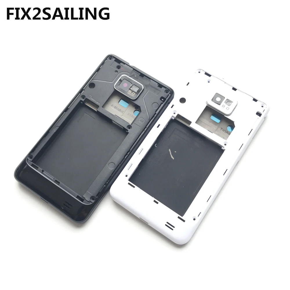 

New Middle Plate Frame Bezel Housing+Side Button+Camera Glass Lens For Samsung Galaxy S2 i9100 White/Black