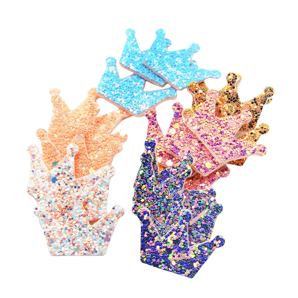 20x Mixed Felt Crown W Sequin Appliques Embellishment Craft For Card Making