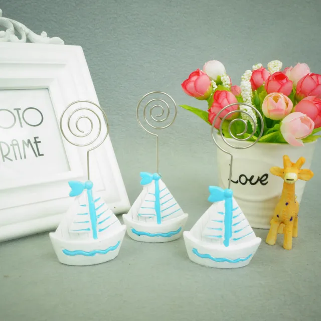 free shipping 12pc sail boat silver beach theme place card holders
