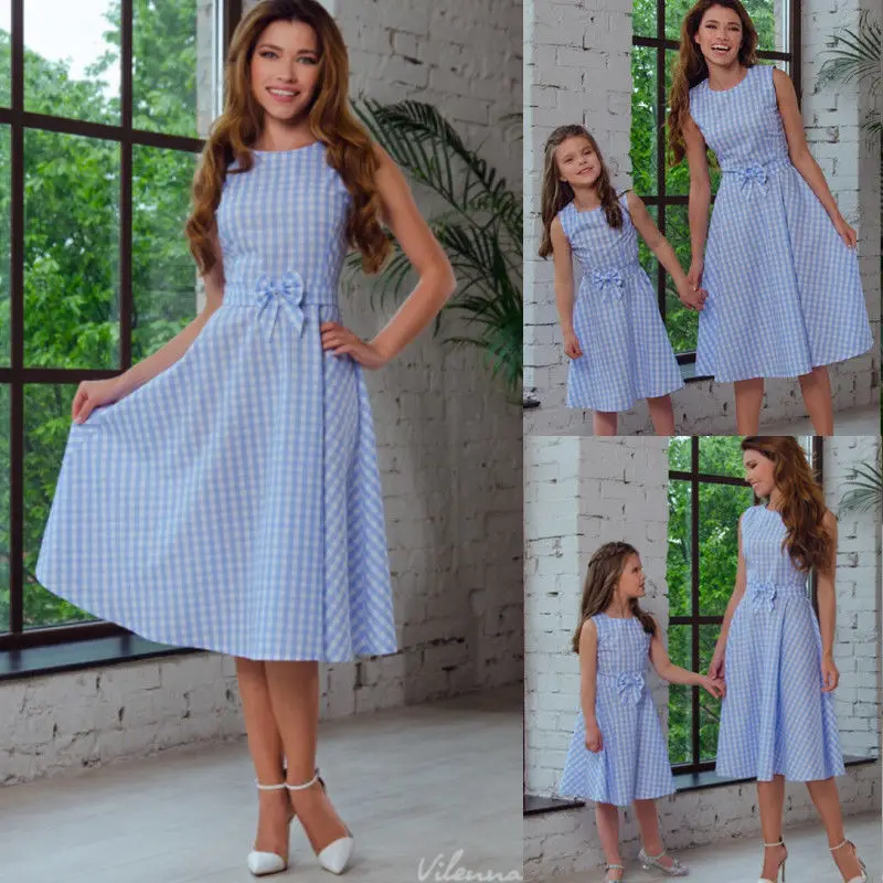 

Emmababy Family Matching Mother And Daughter Off Shoulder Dress Baby Girl Plaid Dress