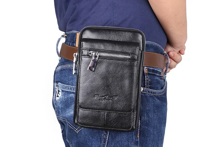 Бренд XiaoDuoLi, натуральная кожа, повседневная сумка через плечо, мужские сумки-мессенджеры, Мужская поясная сумка, крючок, чехол для сотового телефона