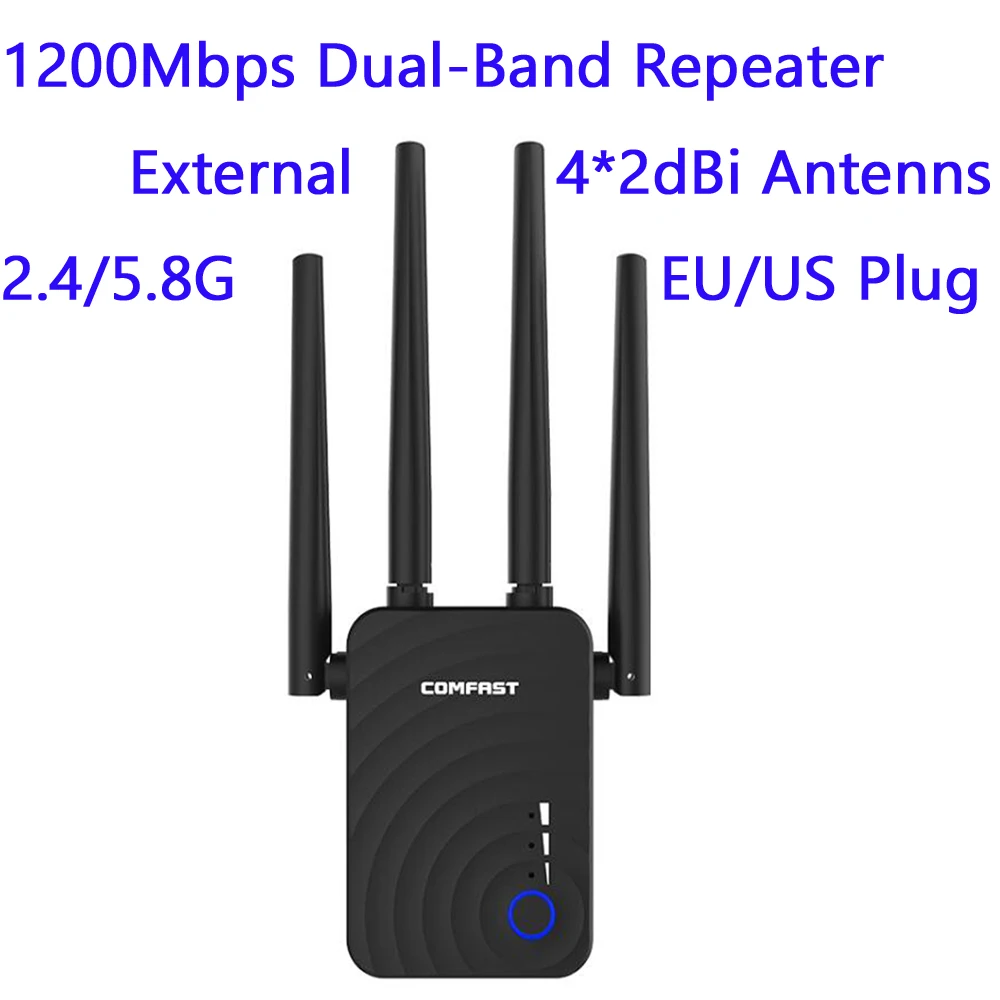 

CF-WR754AC 1200Mbp Wireless WiFi Range Extender 2.4/5Ghz Dual Band Repeater Signal Booster with 4 Ethernet Antennas