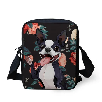 

FORUDESIGNS 2019 New Flap Crossbody Bags Brand Designer Boston Terrier Floral Messenger Bag Casual Simple Small Bolsas Feminina